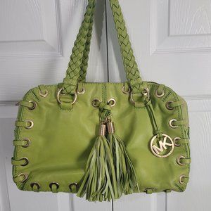 Michael Kors Large Lime Green and Gold Tassel Bag